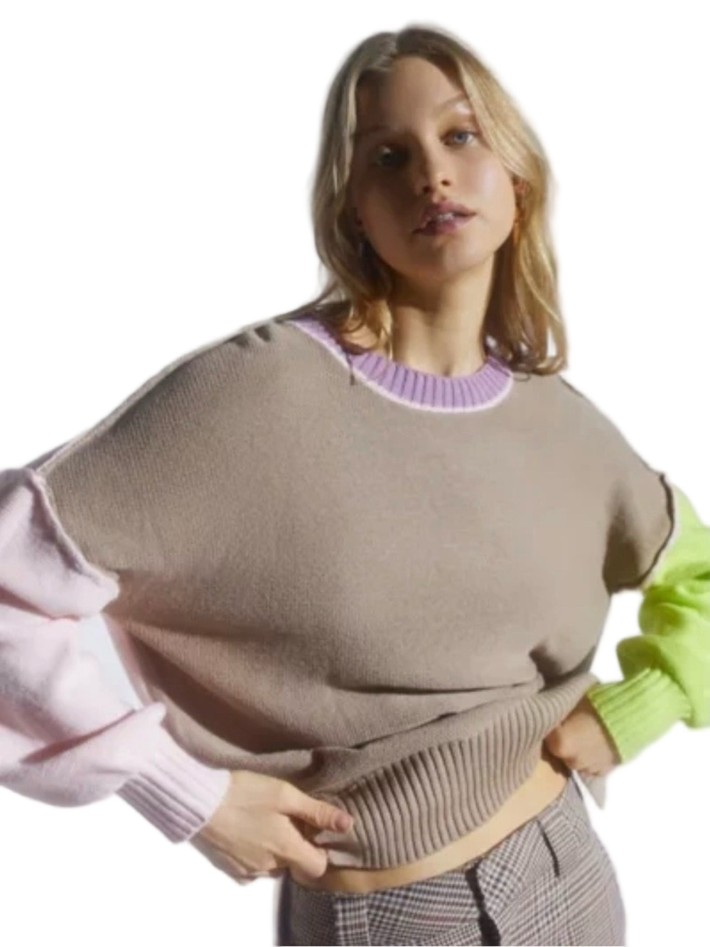 BDG Urban Outfitters Colorblock Pullover Crewneck Sweater sz M Oversized Boxy
